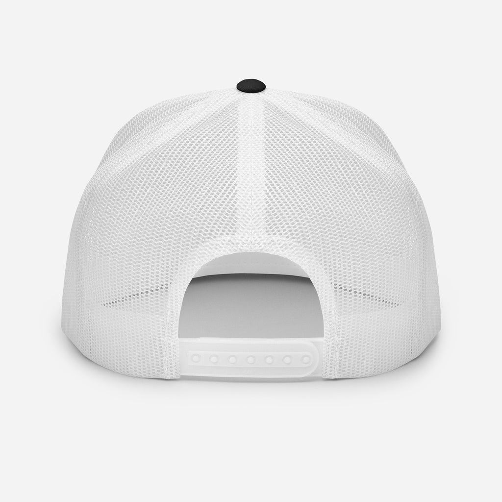 Nitrox Republic Logo Trucker Cap in Black/White back view – dive hat