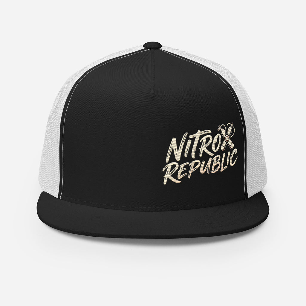 Nitrox Republic Logo Trucker Cap in Black/White – scuba dive hat