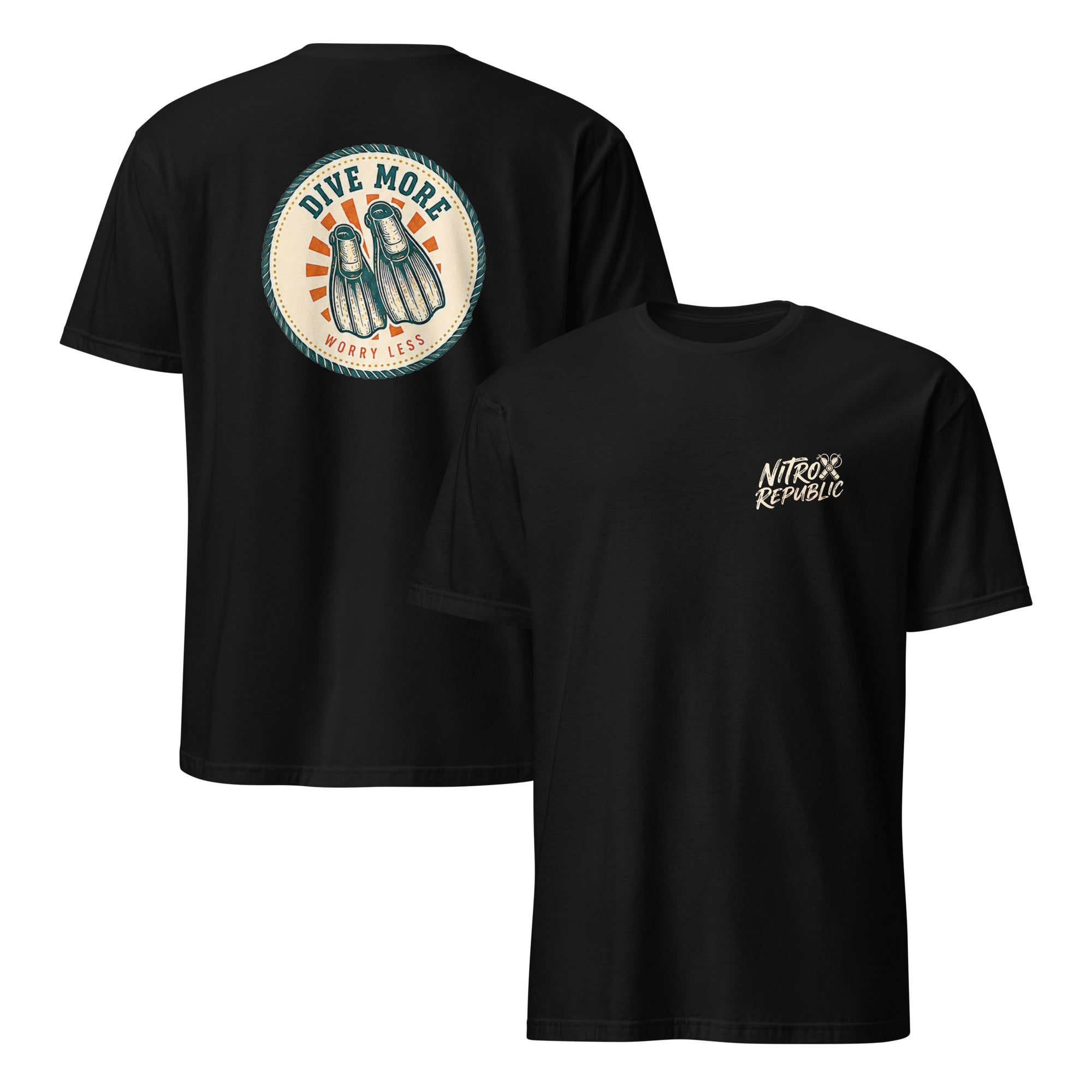 Dive More retro scuba t-shirt in Black – Nitrox Republic
