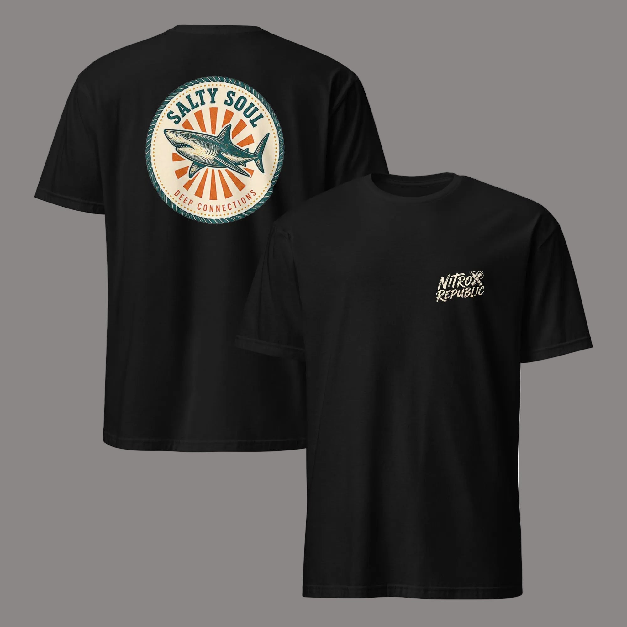 Salty Soul retro shark scuba t-shirt in Black – Nitrox Republic