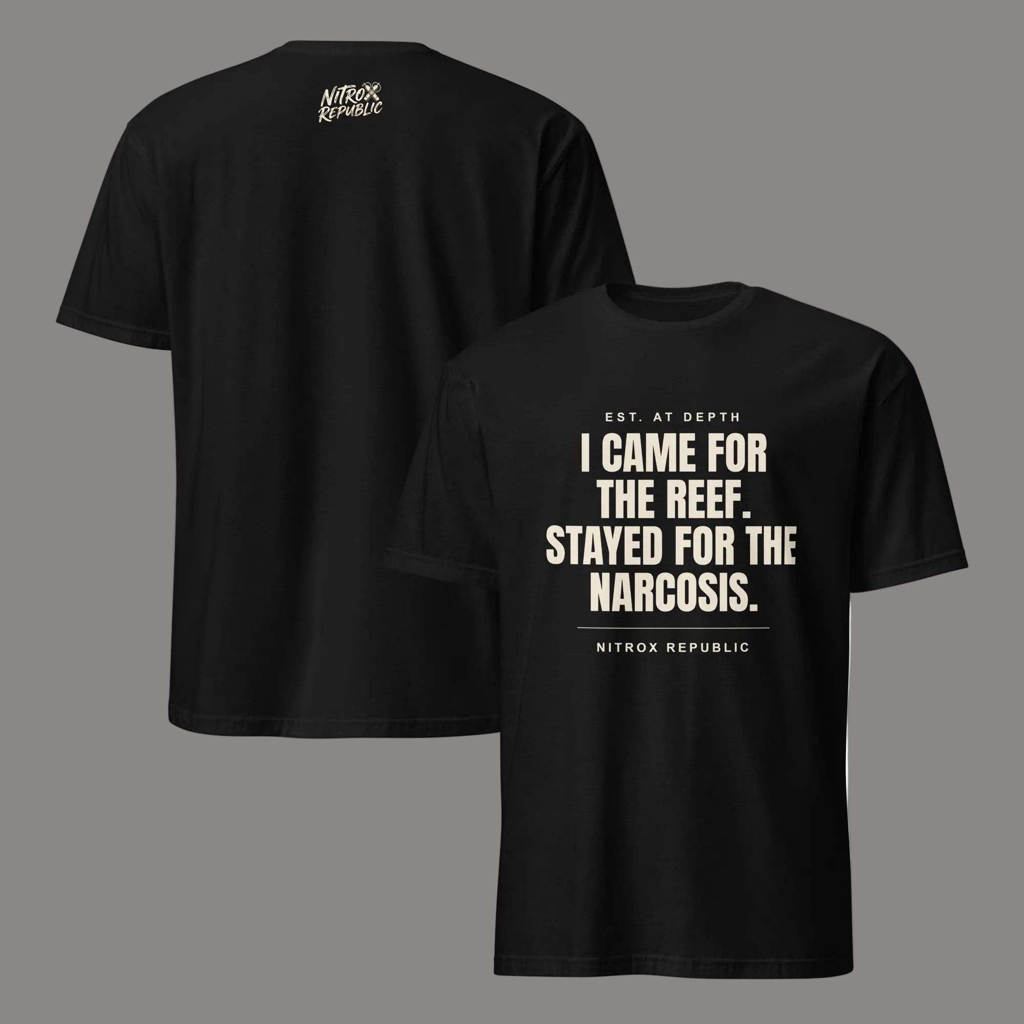 Stayed For The Narcosis scuba t-shirt in Black – Nitrox Republic