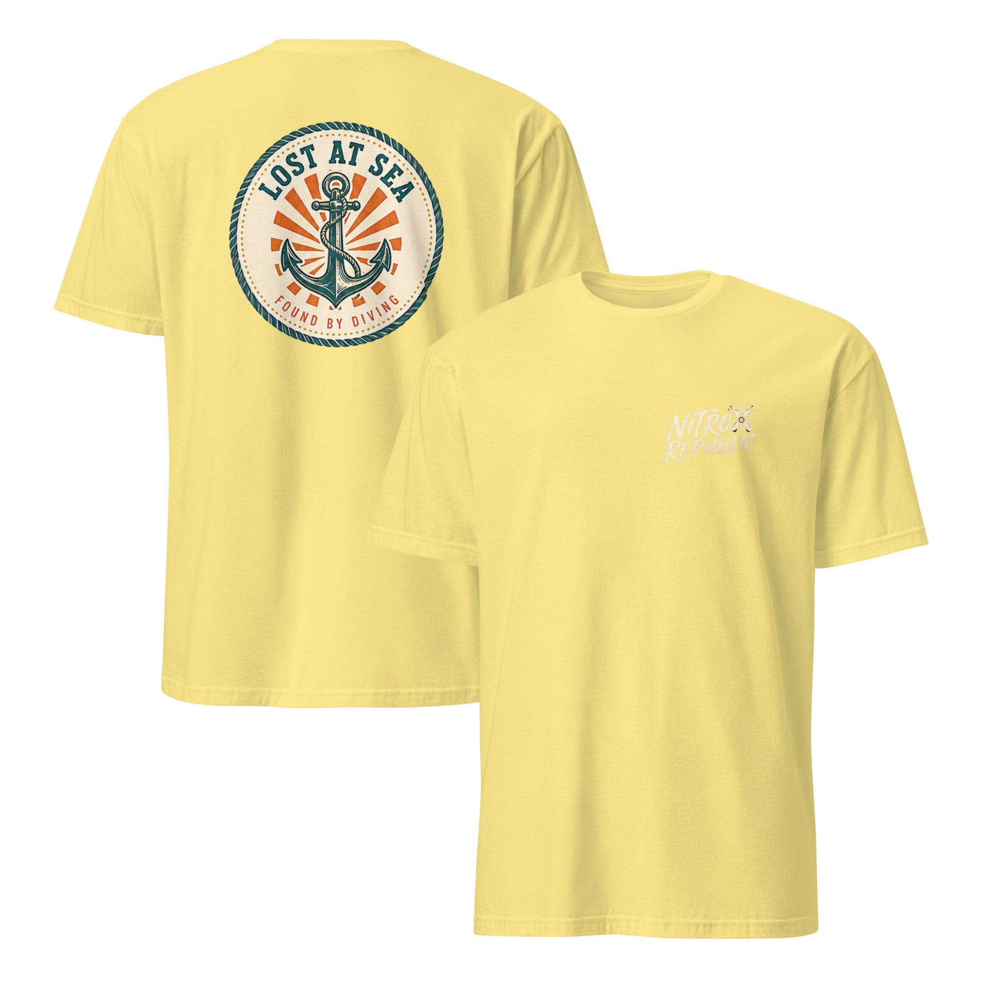Lost at Sea retro anchor scuba t-shirt in Cornsilk – Nitrox Republic