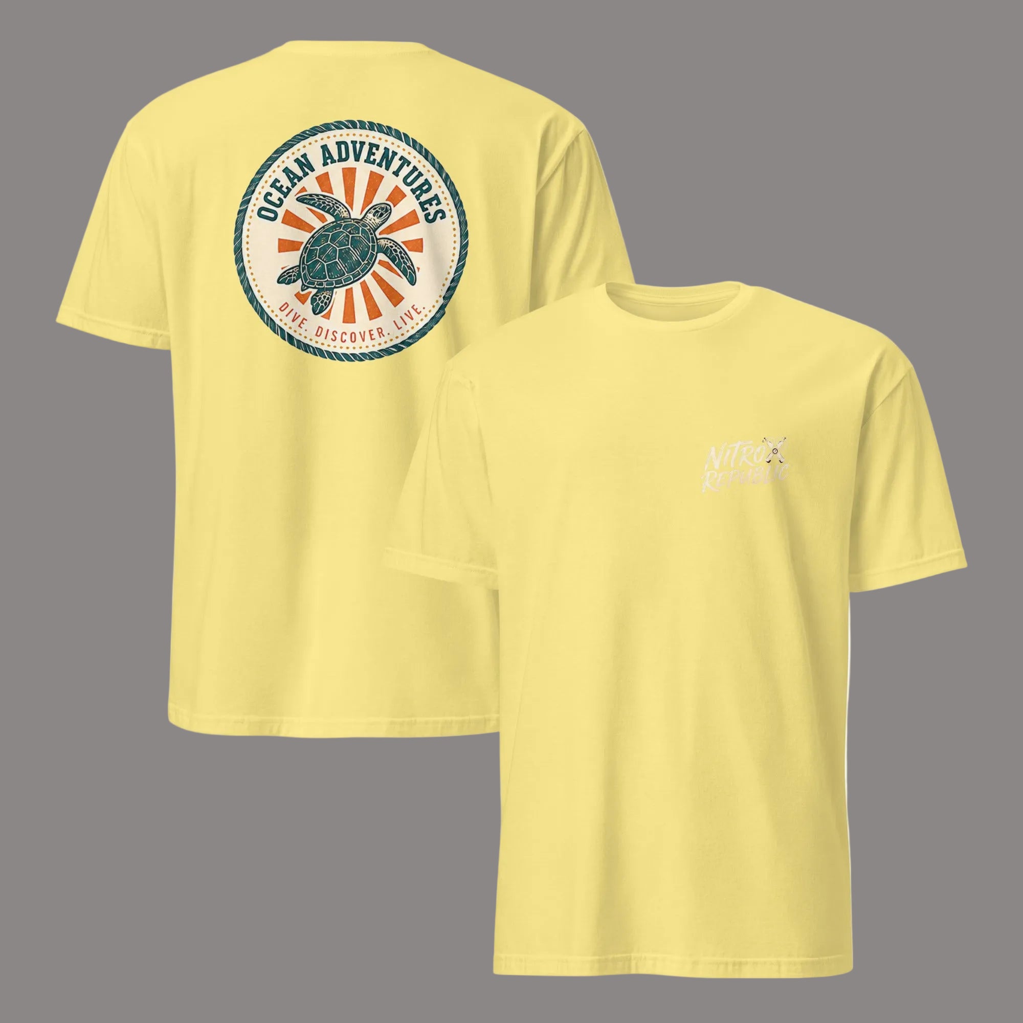 Ocean Adventures sea turtle scuba t-shirt in Cornsilk – Nitrox Republic