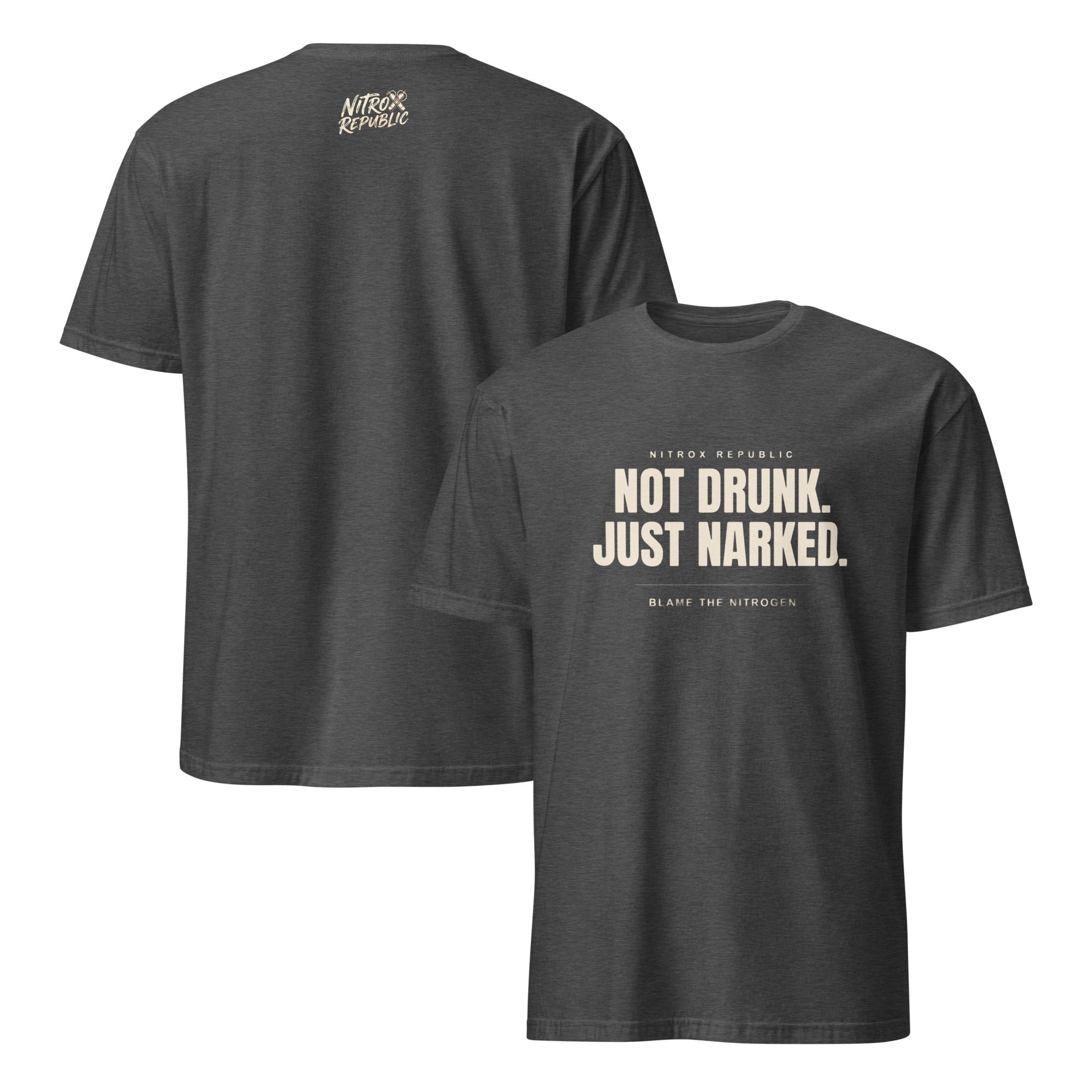 Not Drunk Just Narked scuba t-shirt in Dark Heather Grey – Nitrox Republic