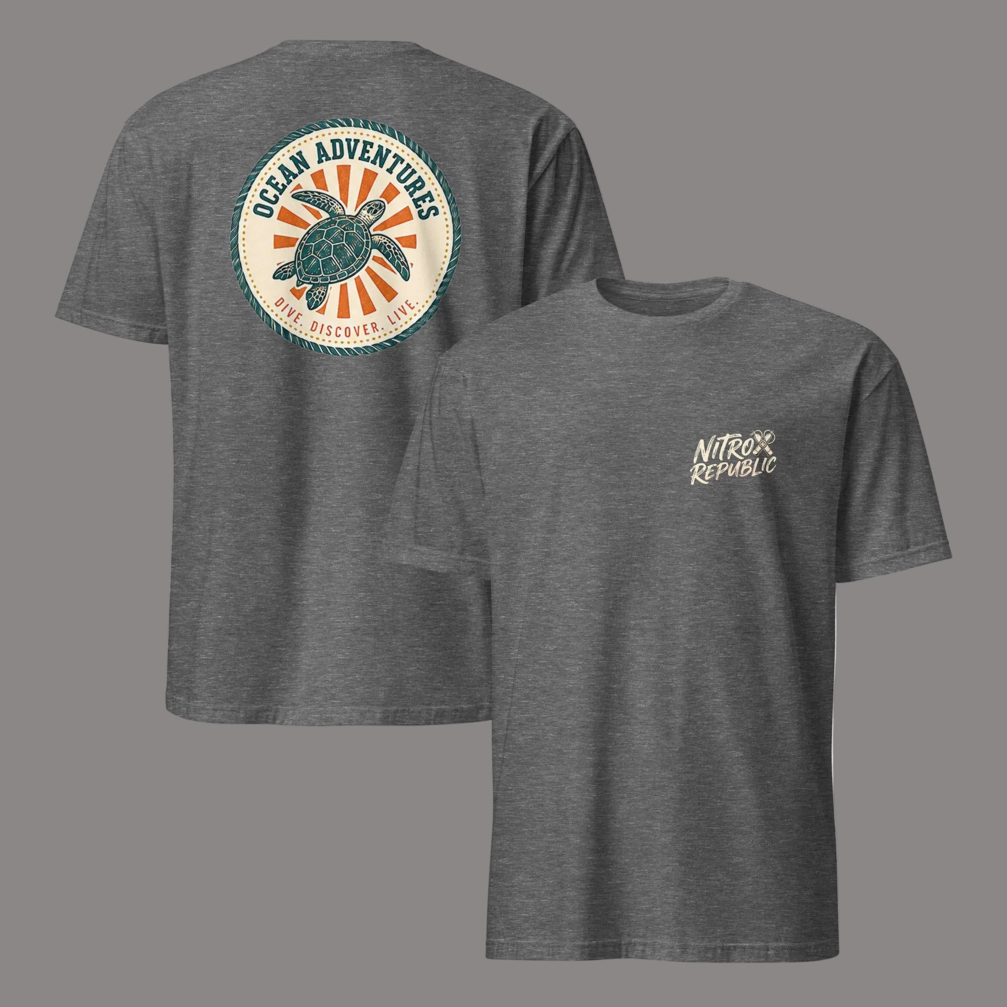 Ocean Adventures sea turtle scuba t-shirt in Graphite Heather – Nitrox Republic