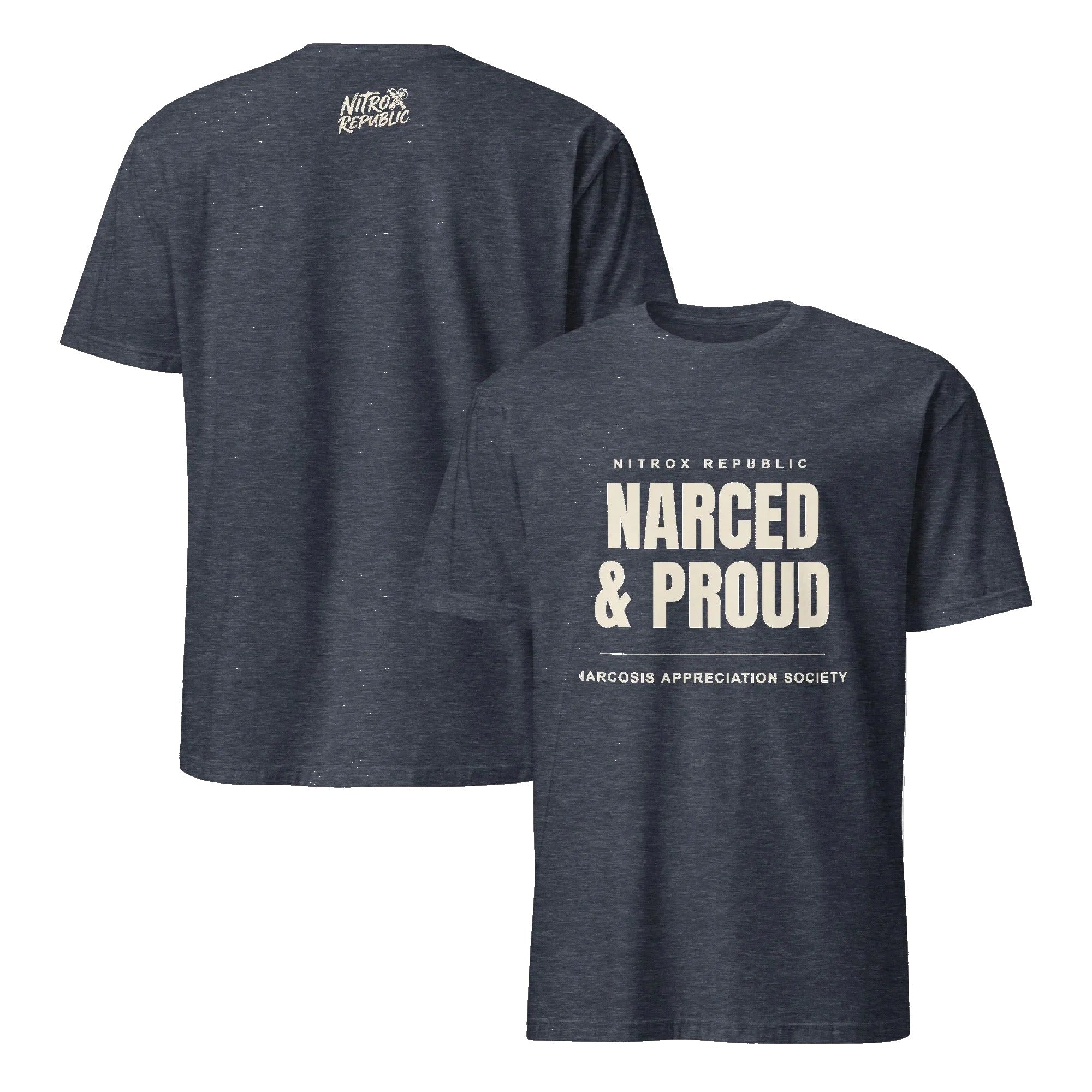 Narced & Proud deep diving scuba t-shirt in Heather Navy – Nitrox Republic
