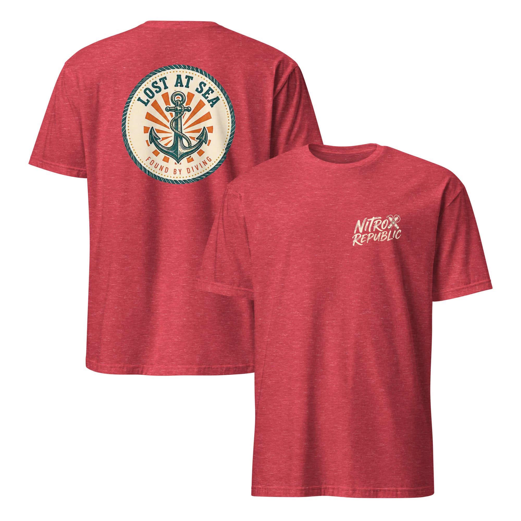 Lost at Sea retro anchor scuba t-shirt in Heather Red – Nitrox Republic