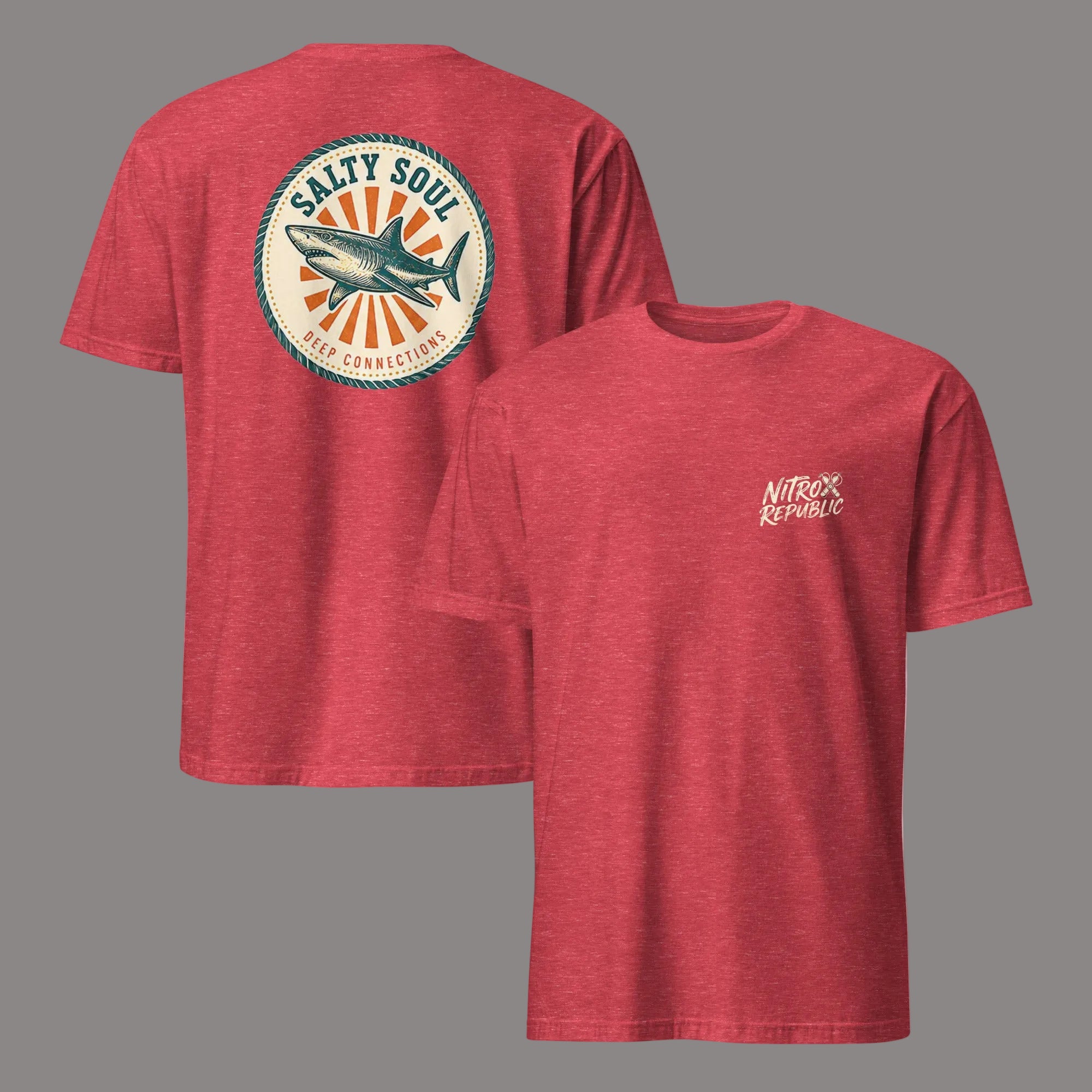 Salty Soul retro shark scuba t-shirt in Heather Red – Nitrox Republic