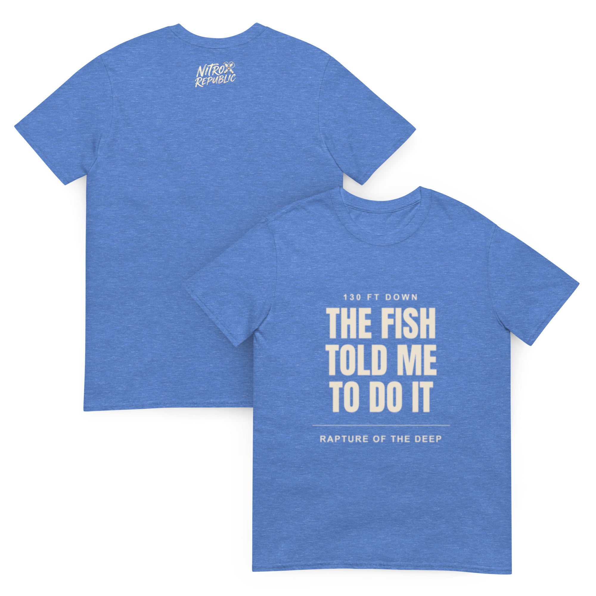 The Fish Told Me funny scuba t-shirt in Heather Royal – Nitrox Republic