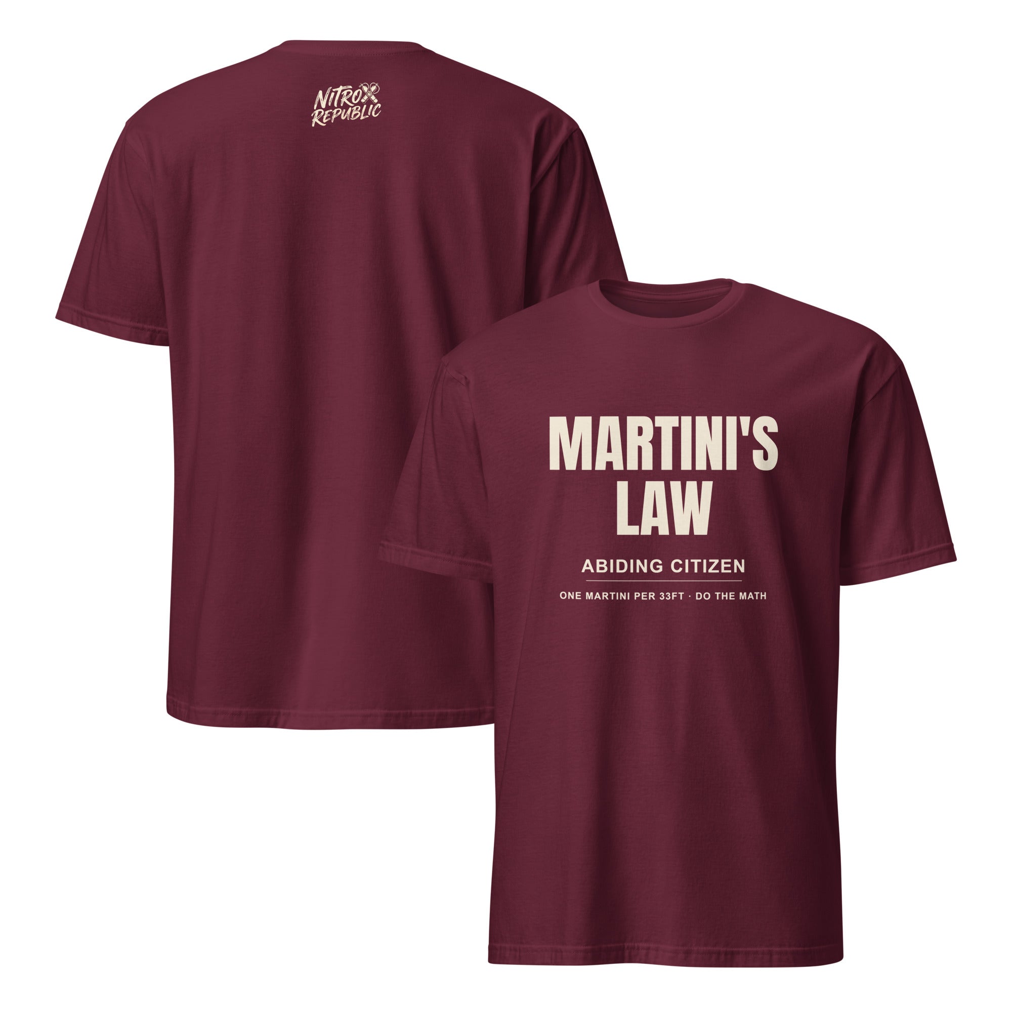 Martini's Law scuba diving graphic tee in Maroon – Nitrox Republic
