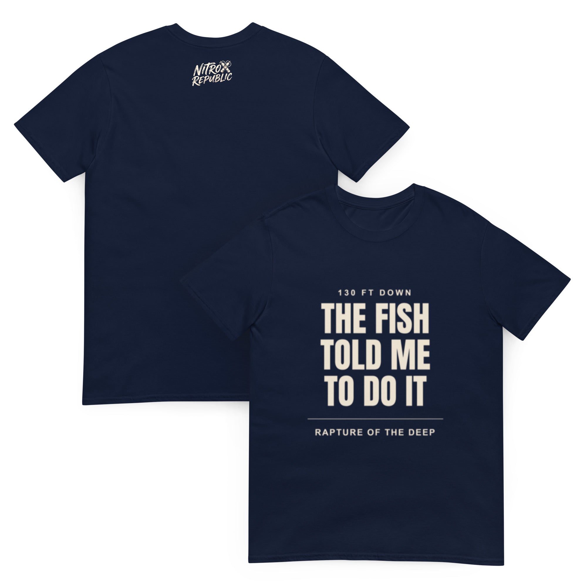 The Fish Told Me funny scuba t-shirt in Navy – Nitrox Republic