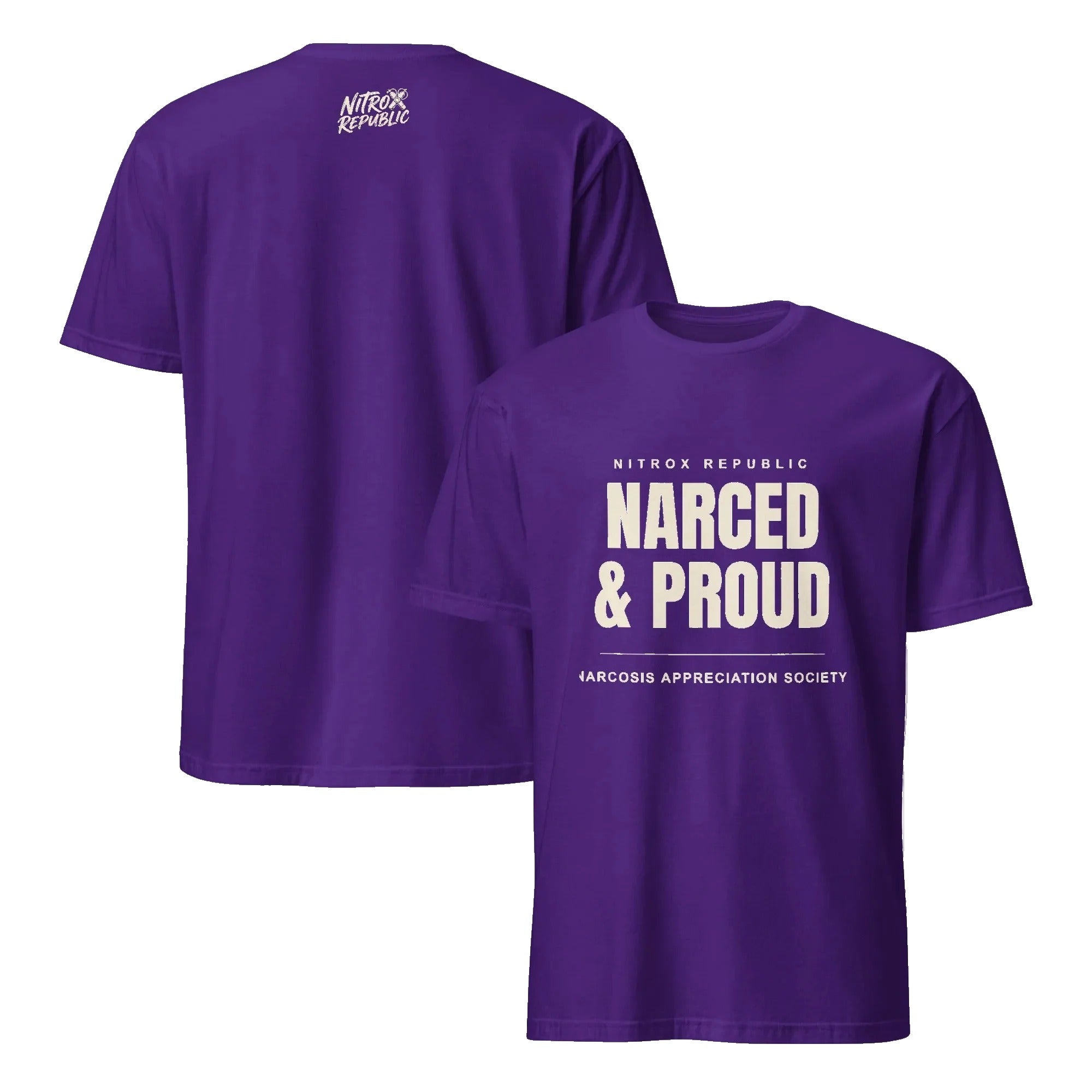 Narced & Proud deep diving scuba t-shirt in Purple – Nitrox Republic