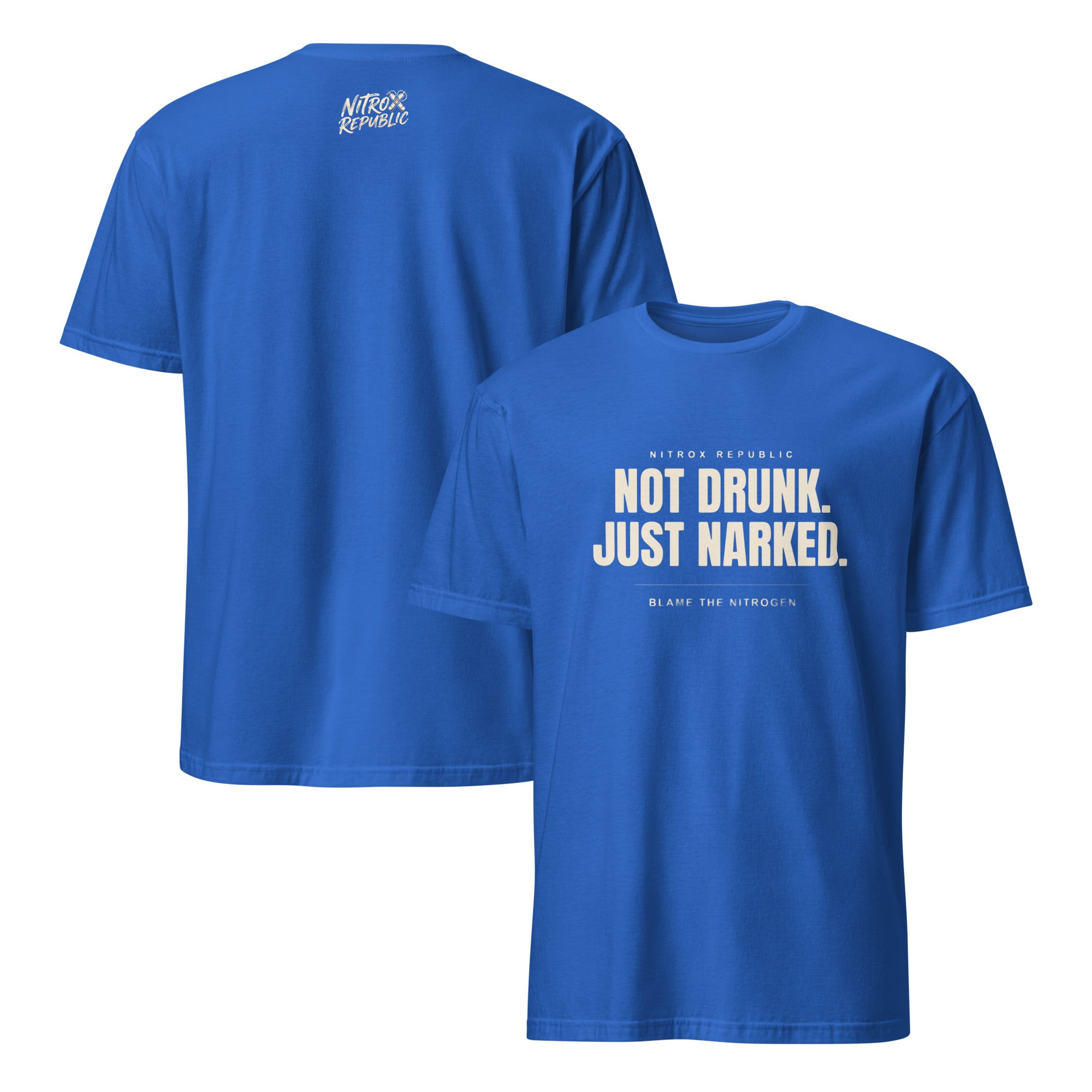 Not Drunk Just Narked scuba t-shirt in Royal Blue – Nitrox Republic
