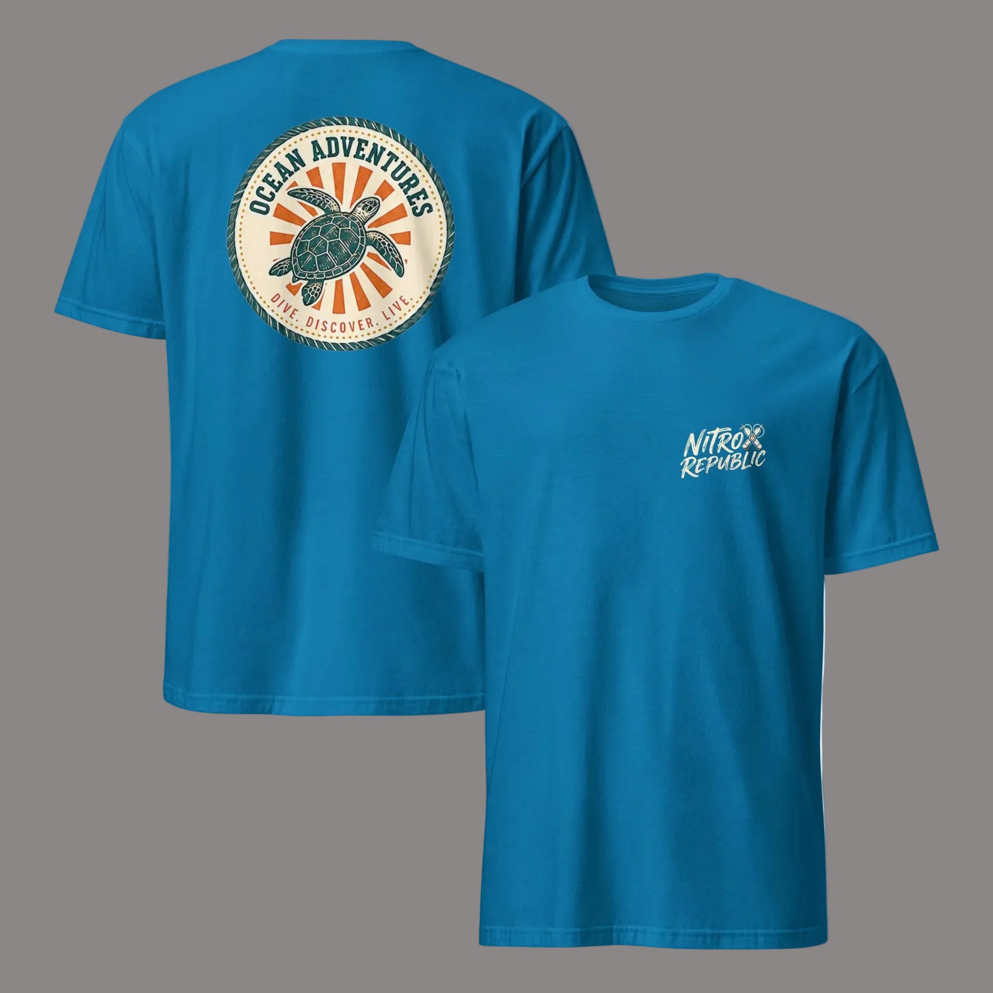 Ocean Adventures sea turtle scuba t-shirt in Sapphire – Nitrox Republic