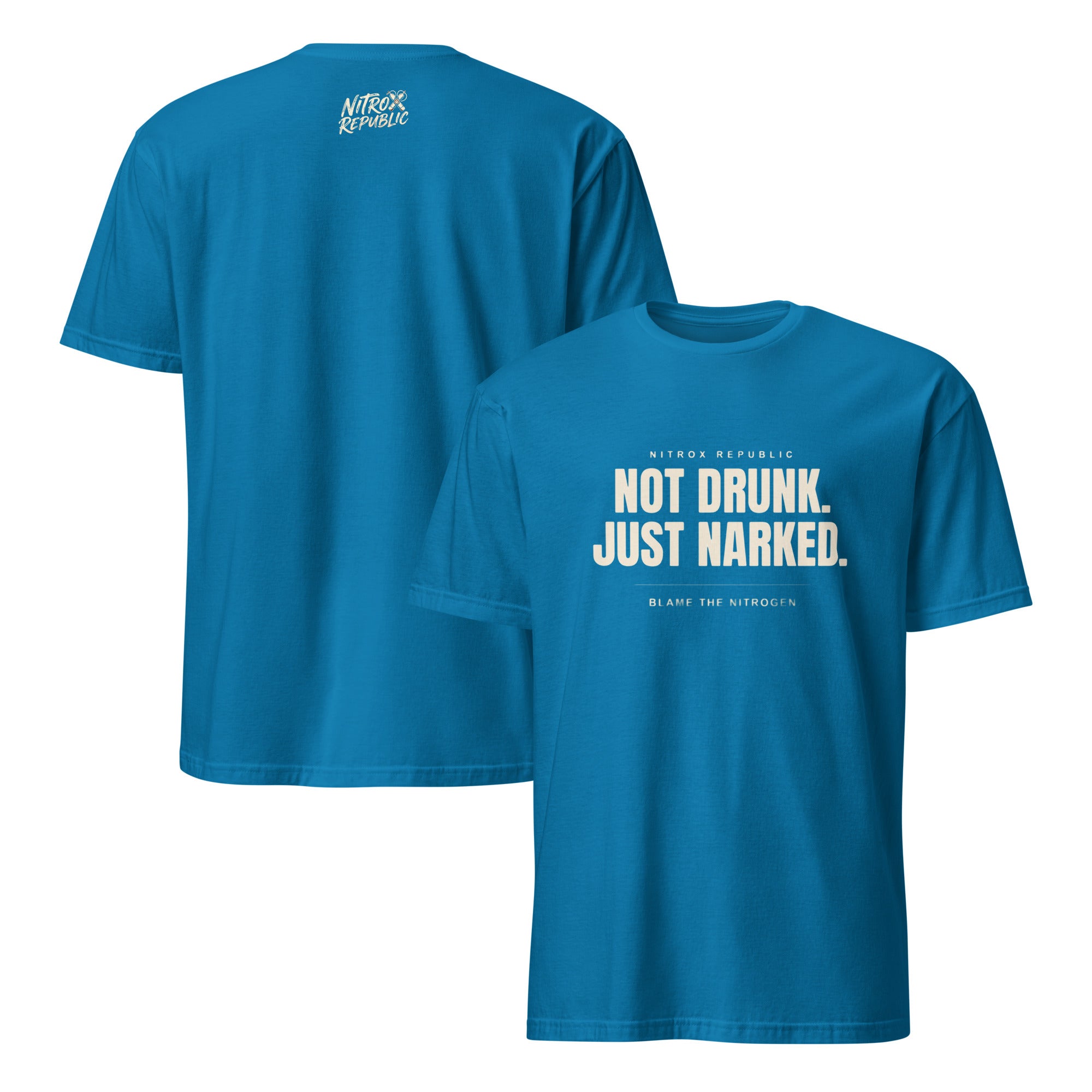 Not Drunk Just Narked scuba t-shirt in Sapphire – Nitrox Republic