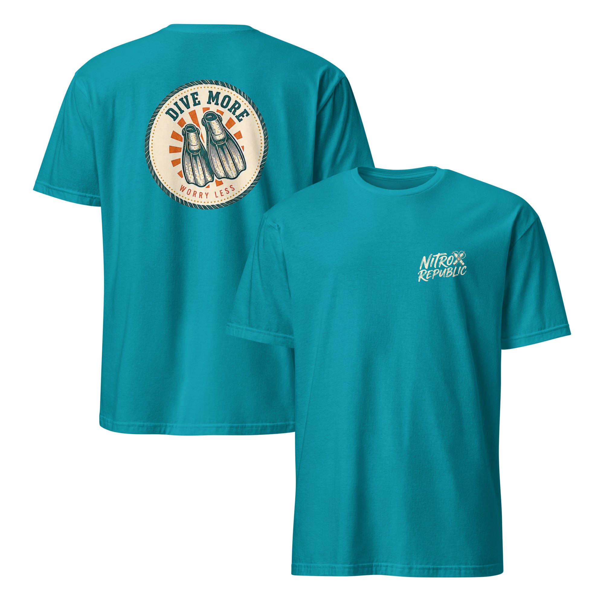 Dive More retro scuba t-shirt in Tropical Blue – Nitrox Republic